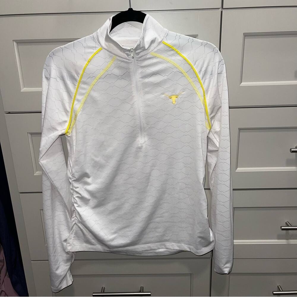Lija Texas Longhorn Half Zip White and Yellow Small